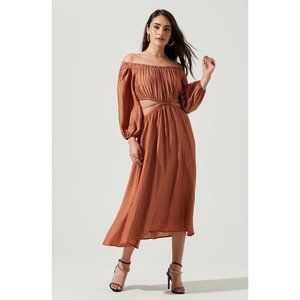 REVOLVE ASTR Cassian Off the Shoulder Long Sleeve Midi Dress Size Small NWT